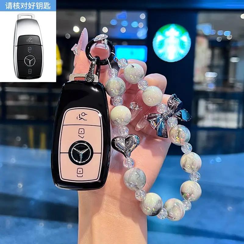 TGM3   Female Key Case for Mercedes Benz CLS CLA GL R SLK AMG A B C S Class 3 Button Remote Car Key Cover Holder Keychain Accessories