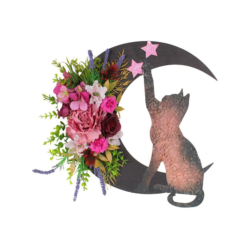 

Goth Roses Welcome Sign Cat Door Hanging Decorations Halloween Wreath Indoor Outdoor Decorations A
