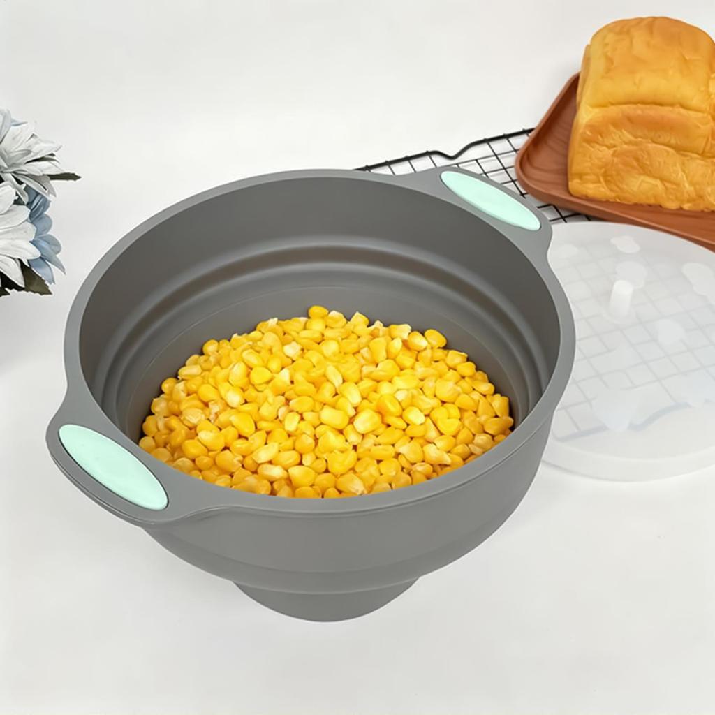Popcorn Microwave Bowl Silicone Folding Kitchen Accessories Popcorn Cooker With Handle For Kids Teens Adults Movie Night Home