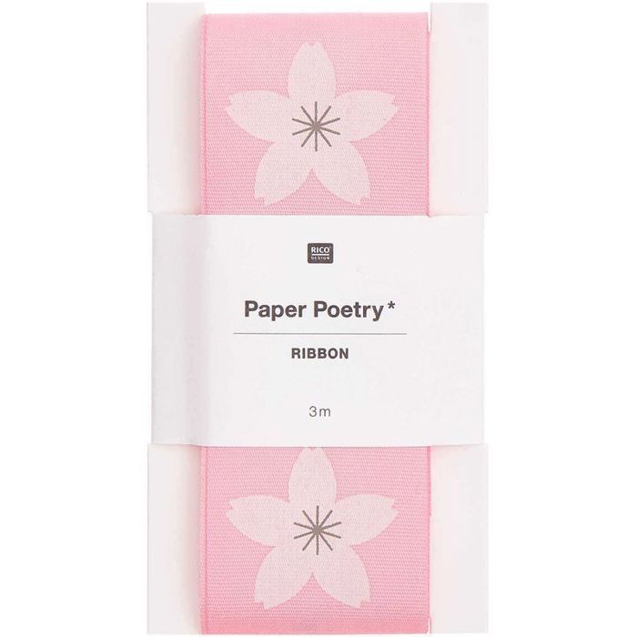 Pink Taffeta Ribbon - Sakura Pattern
