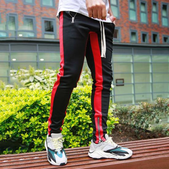 Trousers Contrast Stitching Comfortable Male Clothing Men Skinny All Match Sports Pants for Gyms