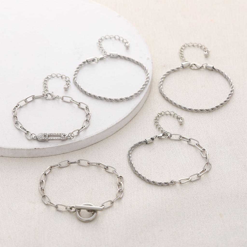 Jewelry, Fashion Personality Point Diamond Twist Chain 5-Piece Set Bracelet Jewelry