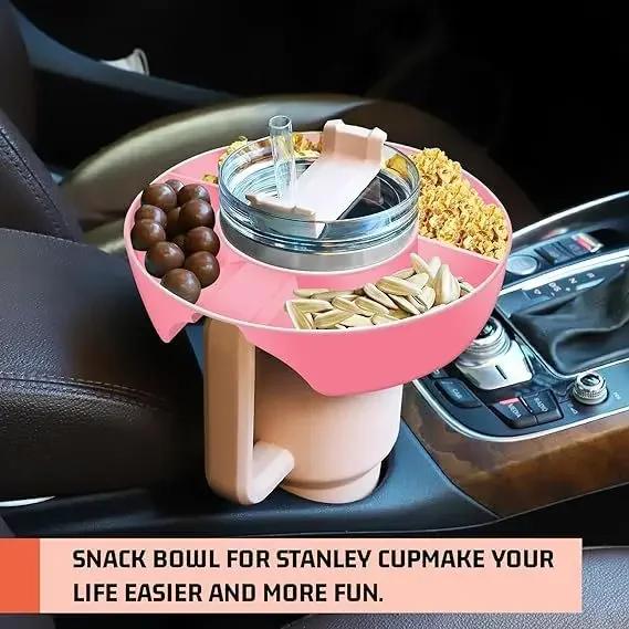 1 Pcs Snack Bowl for Stanley 40oz Tumbler with Handle, Plastic Snack Tray with 4 Compartment Compatible for 40oz with Handle