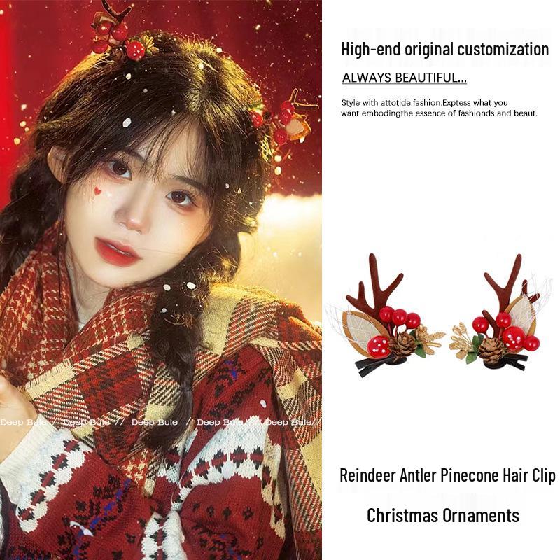 Festive Reindeer Antler Headband for Women - Christmas Hair Accessories