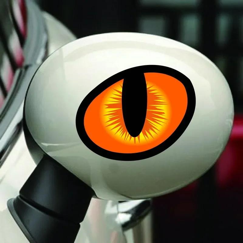 1 Pair of 3D Fun Reflective Cats Eye Car Stickers Truck Head Engine Rearview Mirror Window Cover Door Decal Pattern 9.5*7 Cm