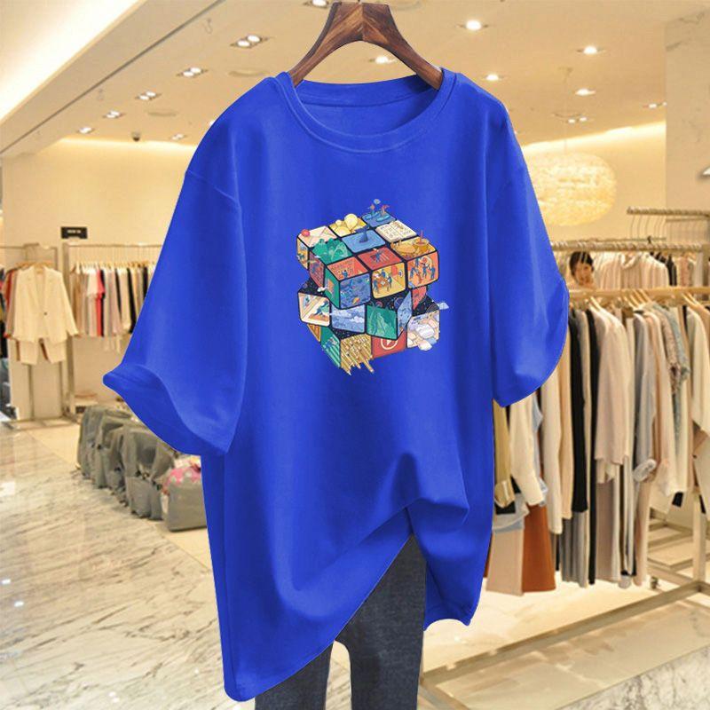 Dameskleding Mode Casual T-shirt met Korte Mouwen Zomer Print Ronde Hals Top Dames Nieuwe Stijl Zacht Comfort Katoenen Pullover