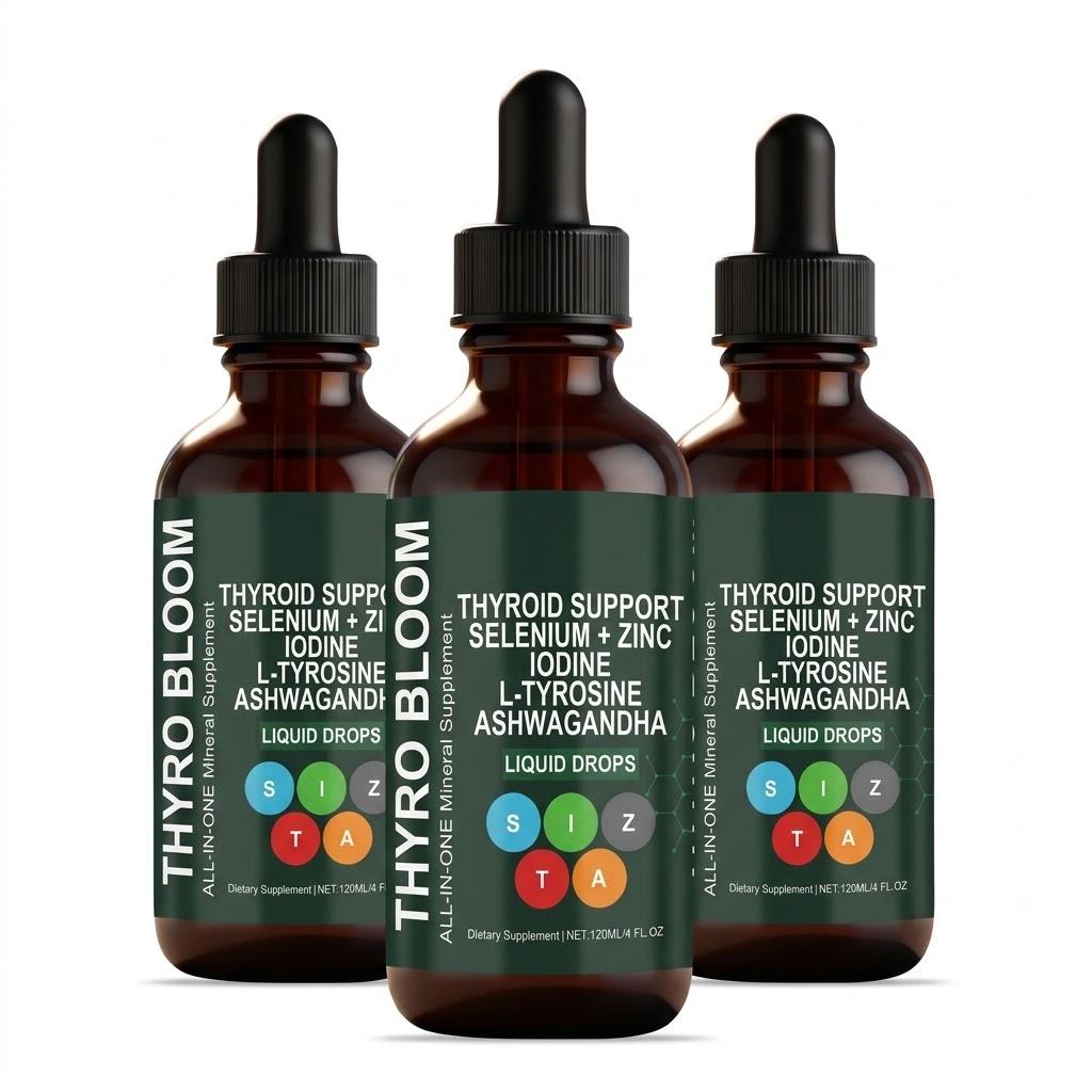 Thyro Bloom Fortgeschrittener Schilddrüsenkomplex: Hochpotente flüssige Unterstützungstropfen (120ml / 4 fl oz)