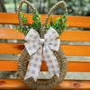 Easter Bunny Wreath Rabbit Shape Front Door Decoration Spring Floral with Bow for Home Wall Window Living Room Holiday Garland