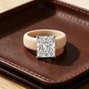 Fashionable Beige Square CZ Silicone Ring, Soft Elastic Rubber, Sports Wedding Ring, Women's Casual Daily Wear Ring