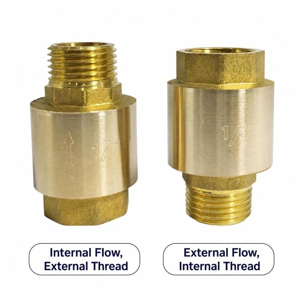 BSPT Thread Brass Check Valve Male To Mal Spring Check Valve Durable Pipe Check Valve