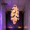 Lighted Creepy Yard Props Halloween Large Hanging Swing Ghost Decoration, Light Up Spooky Swinging Window Display Ghosts with 3D Bats for Front