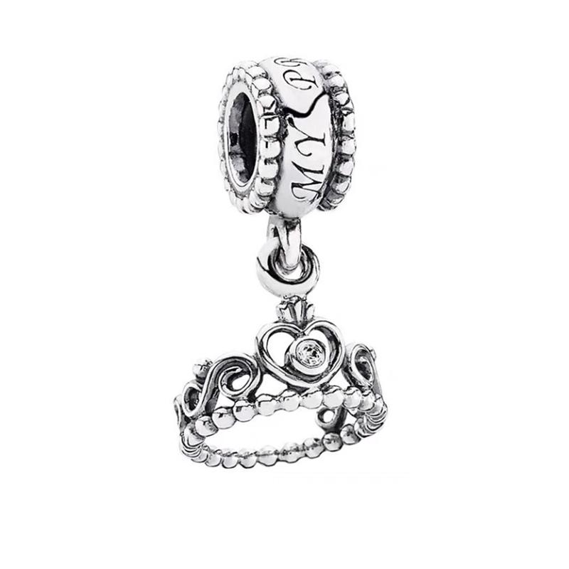  Queen Crown Charm Bead for DIY Jewelry Silver Bracelet Necklace Gift Kids Toy