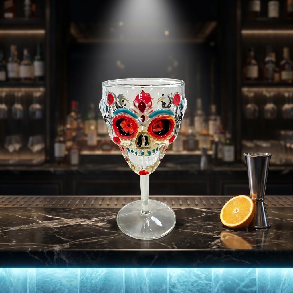 Colorful Cup with Floral Pattern, Gothic Tumbler for Home Bar Halloween Decor