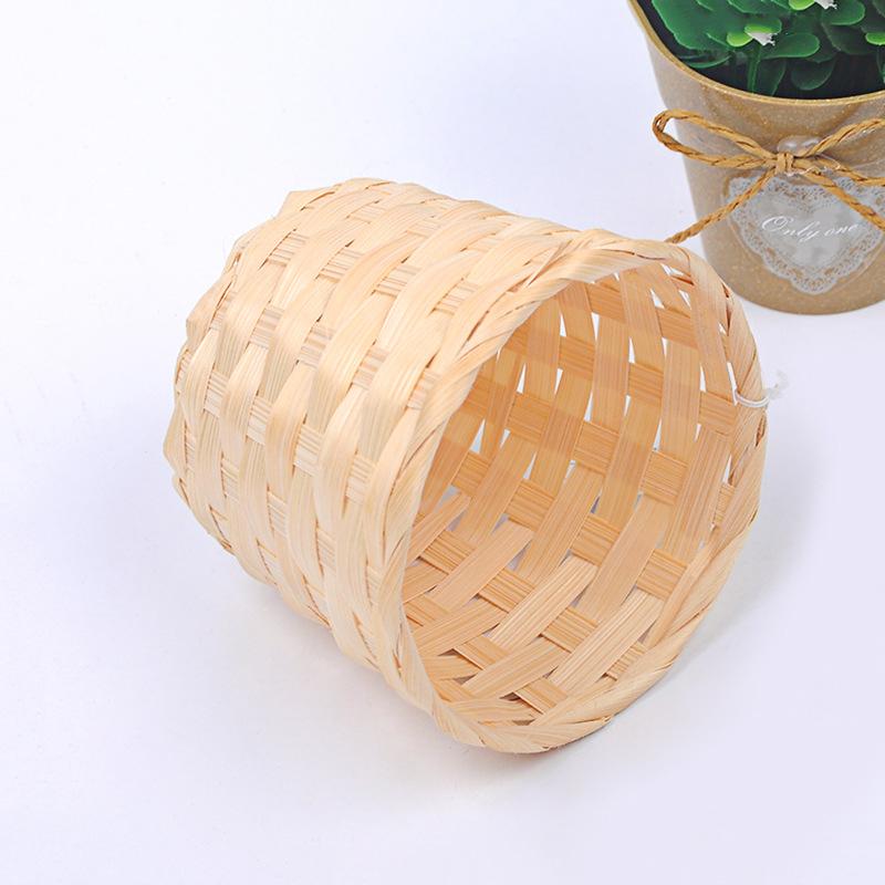 Handmade Bamboo Garden Flower Pot Wicker Basket Straw Patchwork Wicker Rattan Seagrass Storage Organizer Nursery Pots