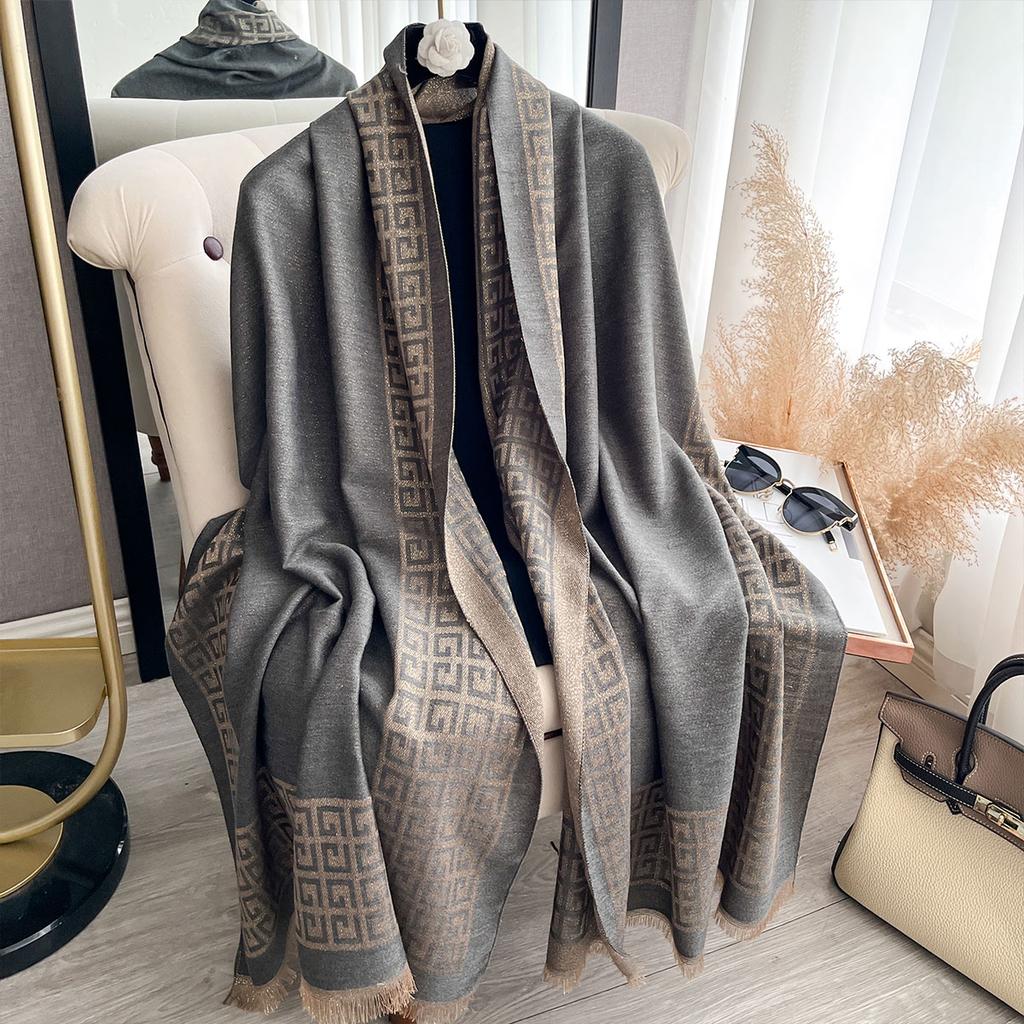 Elegant Ladies Muslim Hijab Golden Thread Long Scarf With Spring and Autumn Sun Protection Scarf Decoration Shawl Wrap Headscarf