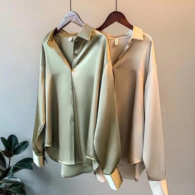 Long Sleeved Satin Shirt, Women's, Spring and Autumn New Style, Versatile, Retro, Hong Kong Style Shirt, Top