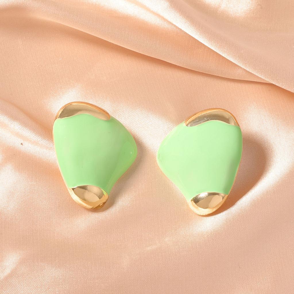 Korean version of fashionable and simple macaron multi-color geometric alloy niche ear studs