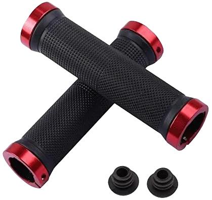 Bicycle Rubber Grips oy Lock Non-Slip Rubber Bicycle Handlebar Grips Double Aluminum Lock on Locking Bicycle Handlebar Grips