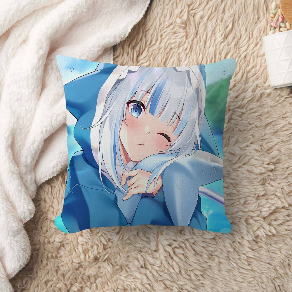 Hololive Vtuber Gawr Gura Pillow Cover Design Cushion Cover Decor Holiday Decorati