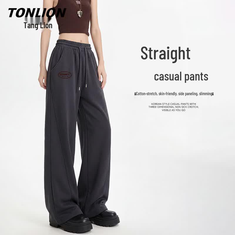 

TonLion Women s Versatile Wide-Leg Draped Sports Pants S