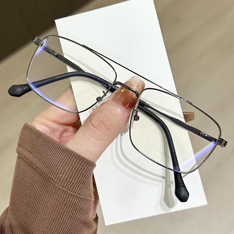 Men'S And Women'S Versatile Glasses, Metal Glasses Frame, Plain Face Trimming, Decorative Flat Glasses, Myopia Glasses