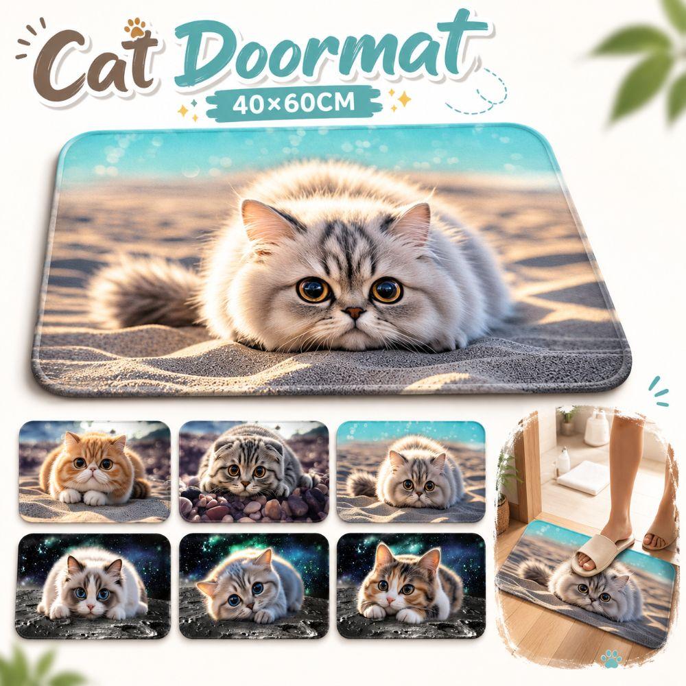 Cat Pattern Optical Illusion Doormat Non-slip Bedroom Door Rug Bathroom Carpet  Home Decor