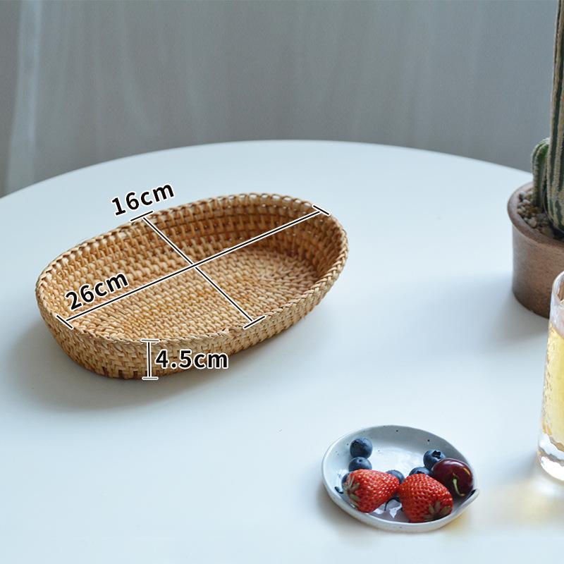 Rattan basket wooden woven basket fruit plate bread snack groceries steamed bun dining table coffee table top storage basket