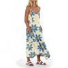 Women's Casual V Neck Floral Print Sleeveless Pocket Suspender Dress