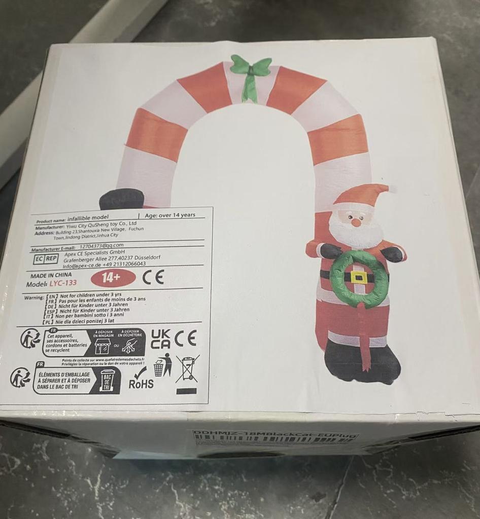 7.87FT Inflatable Toy Arch Snowman Santa Decorations Xmas Yard Lawn Home Party Decor With LED Lit Christmas Supplies Ornaments