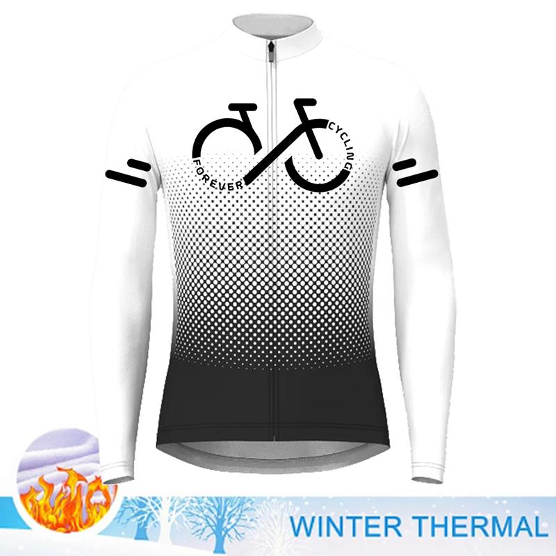 Gradient Color Series Cycling Jersey 2023 Winter Fleece Men Long Sleeve Cycling Clothing MTB Road Bike Shirts Warm Bicycle Wear