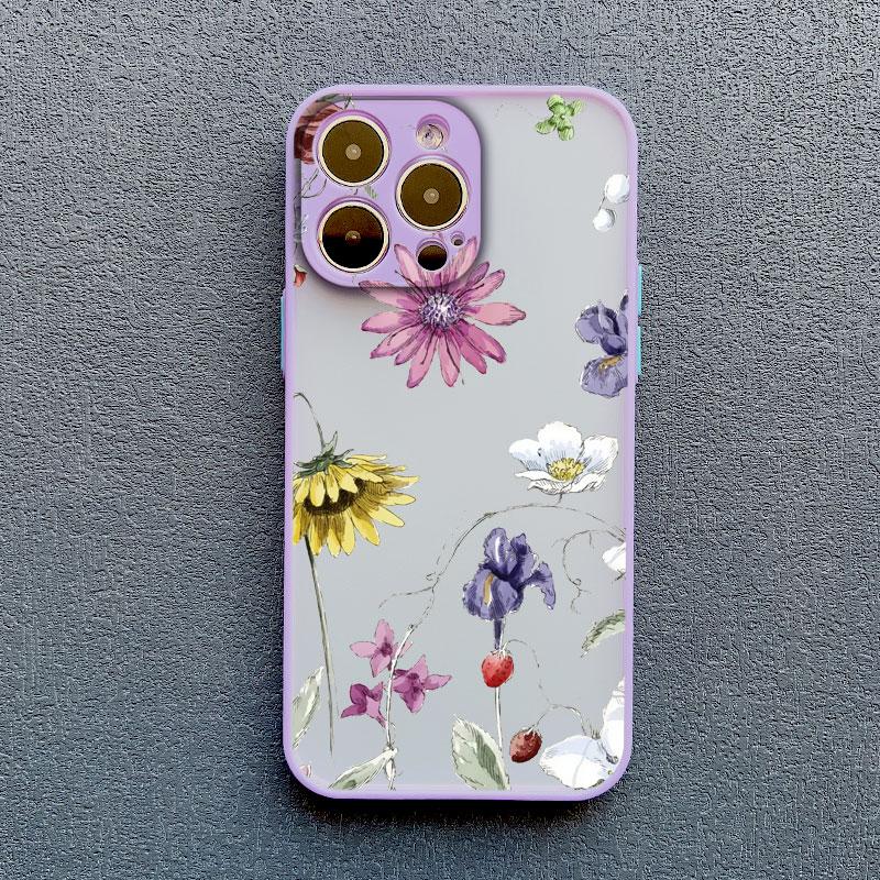 INS Painting Flower Phone Cases For iPhone 11 Case iPhone 17 16 13 12 15 14 Pro Max Mini 14 15 16 Plus XS X XR Shockproof Covers