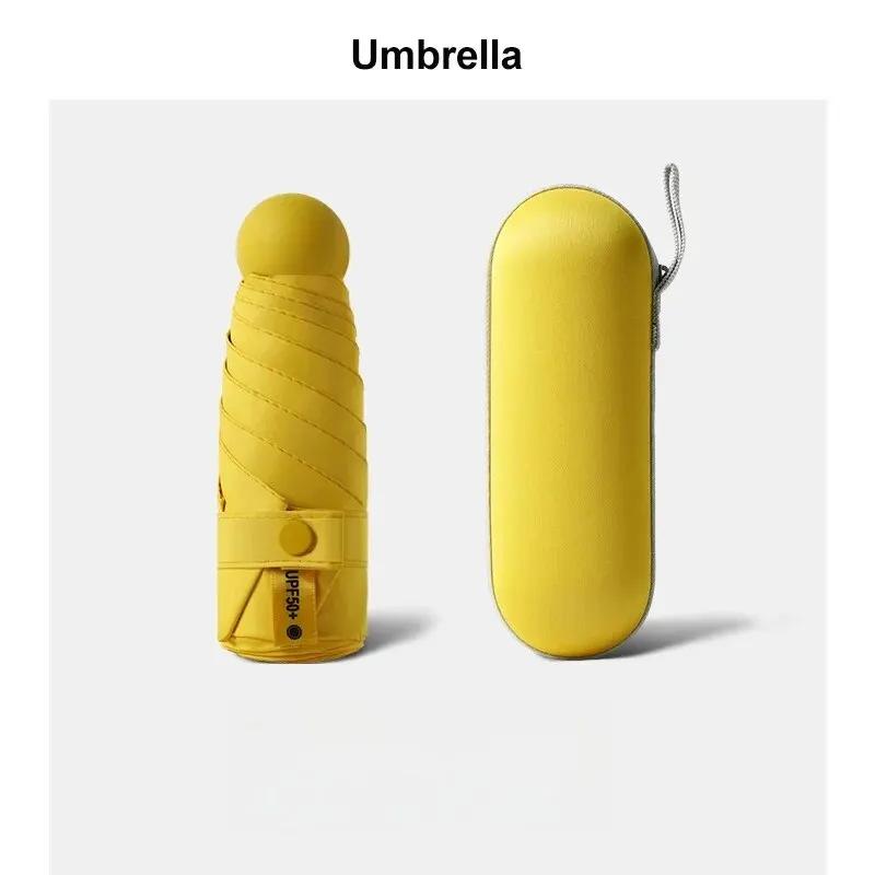 Portable 50% Off Umbrella UV Protection Dual-use Sun and Rain Umbrella Black Coating Folding Mini Capsule Umbrella