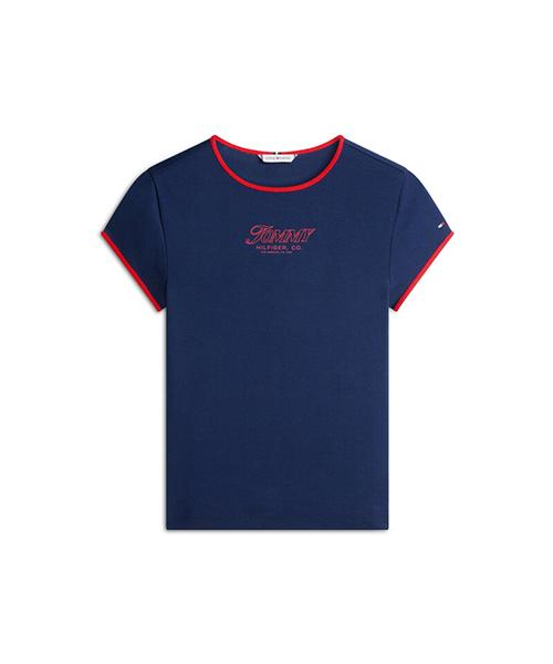 TOMMY HILFIGER Logo Lettering Ringer T-Shirt (T22G1Tto052Wt3C1G)