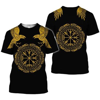 Camiseta estampada com símbolo viking, camiseta masculina de verão, manga curta, harajuku, hip-hop, masculina, feminina, moda camiseta