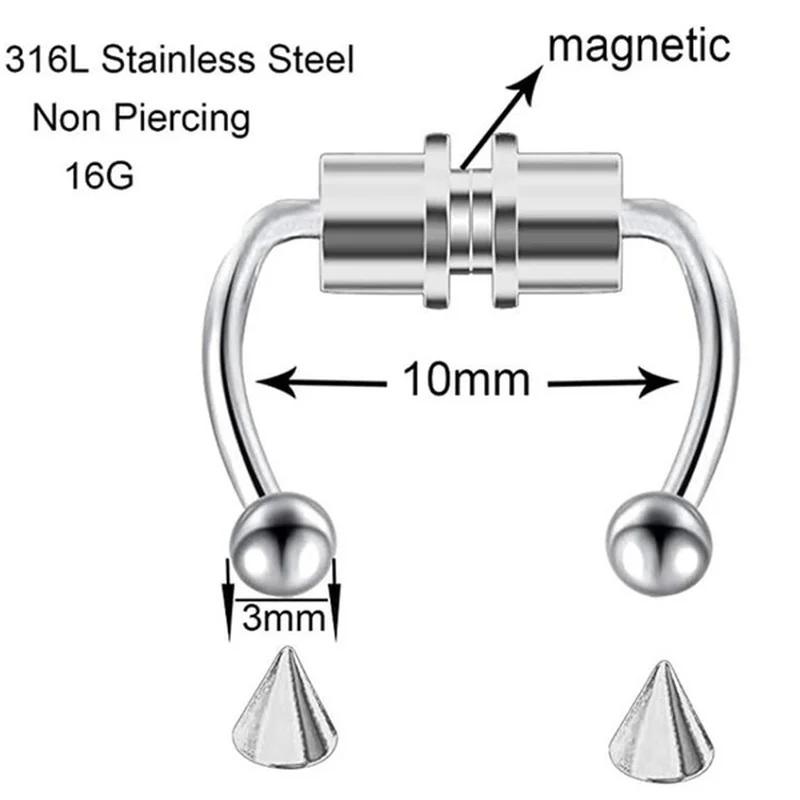 Magnetic Horseshoe Nose Rings Stainless Steel Faux Septum Fake Piercing Clip on Hoop Rings Gift for Women Girls