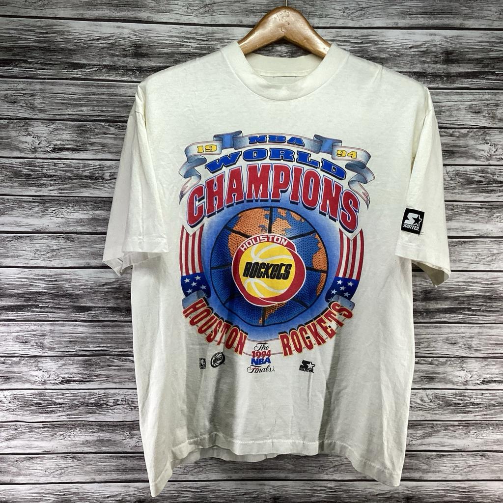 Vintage Houston Rockets Shirt Mens Large White STARTER 1994 NBA World Champions Unisex T-Shirt
