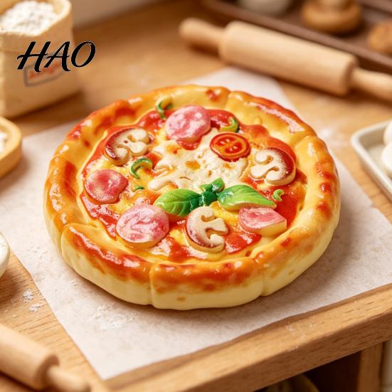 Handmade Jewelry Making Components 2Pcs Mini Resin Pizza Ornaments, Realistic Miniatures, Tiny Food Ornaments for DIY Craft Project, Doll Mansion