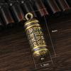 Keychains Brass Buddha Sutra Cylinder Pendant Keychain Hanging Necklace Jewelry Pill Box Medicine Case Container Bottle