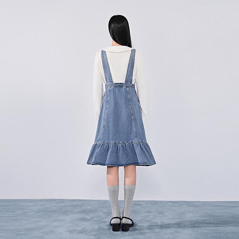 Ledin Women's Sweet Denim Suspender Dress