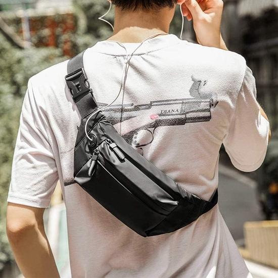 Ketmart Waist Pack Travel Handy Hiking Zip Pouch Document Money Phone Belt Sport Bag for Men and Women and Adult Leather (Black)