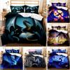 Flying Dragon Duvet Cover Microfiber Ancient Wild Animal Bedding Set Gothic Theme Monster Comforter Cover For Children Boys Teen