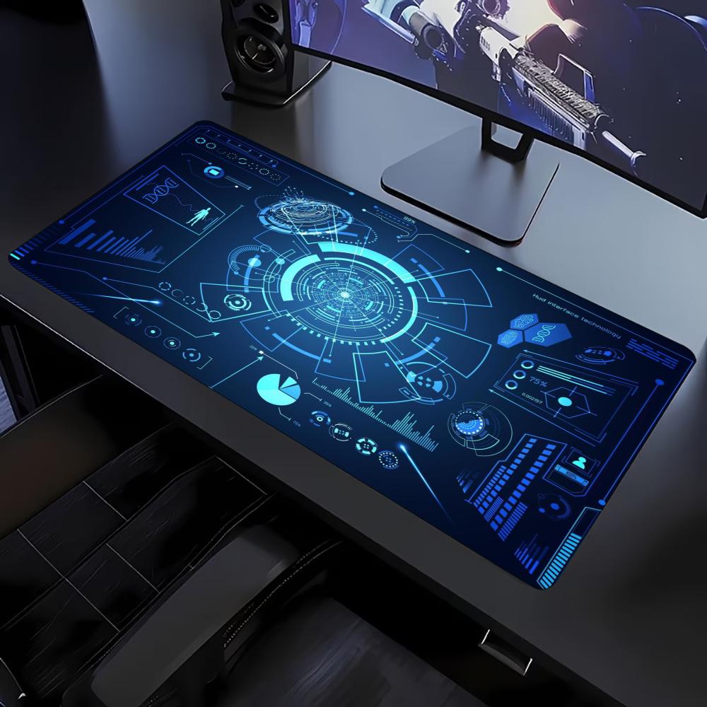 Cyber Circuit Tech Design Extended Mouse Pad Non Slip Rubber Desk Mat For Gaming Laptop Keyboard And Home Office Workstation