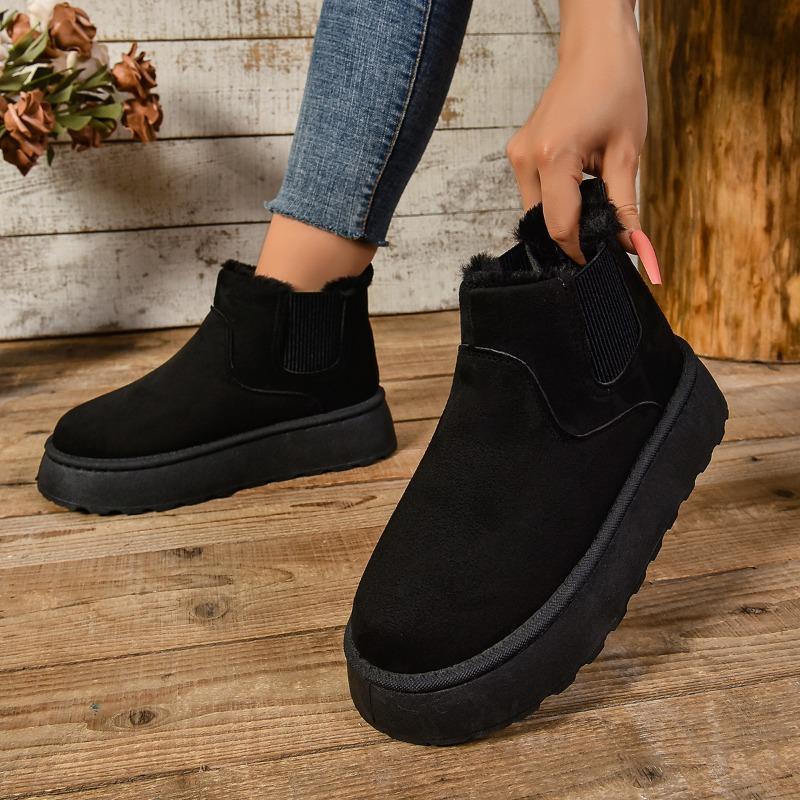 Winter Women Short Plush Warm Snow Boots Casual Shoes   Suede Fur Chelsea Ankle Boots Flats Platform Ladies Shoes Botas