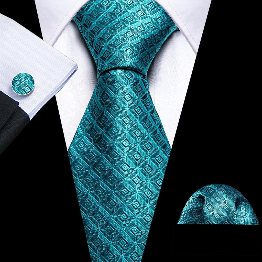Barry.Wang Floral Ties for Men Woven Paisley Wedding Necktie Handkerchief Cufflinks Formal Casual Set