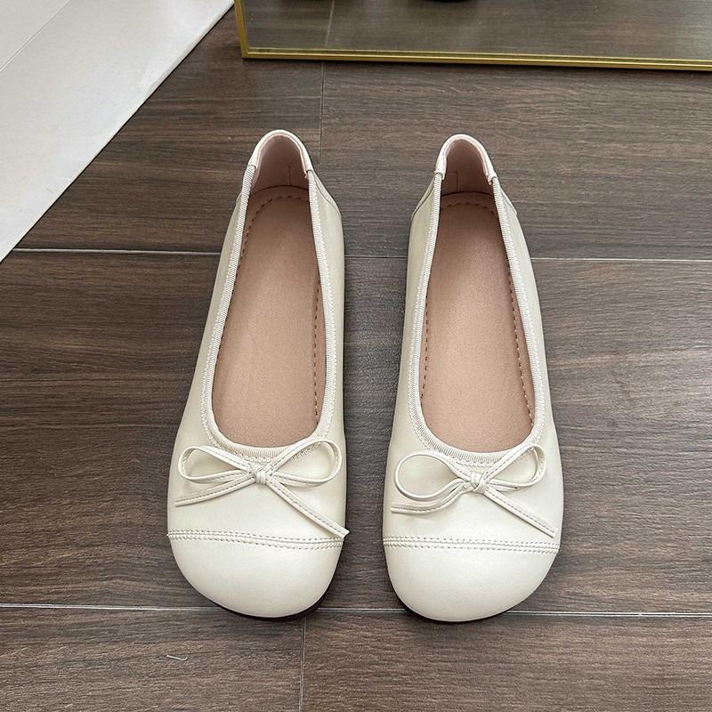 2024 New Solid Color Versatile Women's Shoes Round Toe Bow Ballet Shoes Fashion Flat Mary Jane Light Soft Sole Shoes Women's
