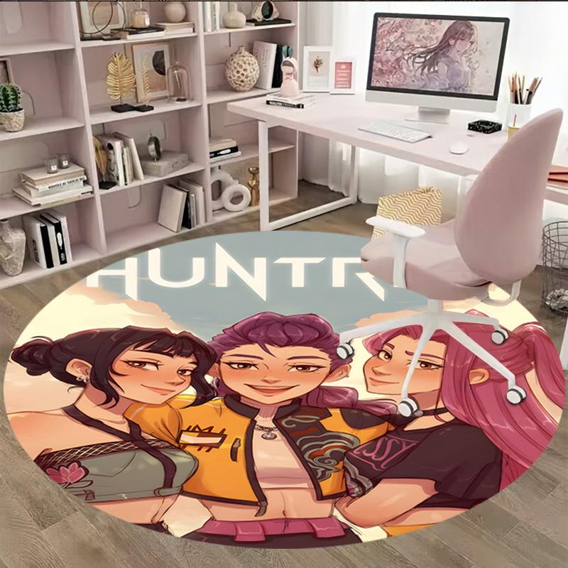 1pc KPop Demon Hunters9 Print Round Carpet Chair Round Carpet Suitable for Bedroom Living Room Home Decorative Carpet