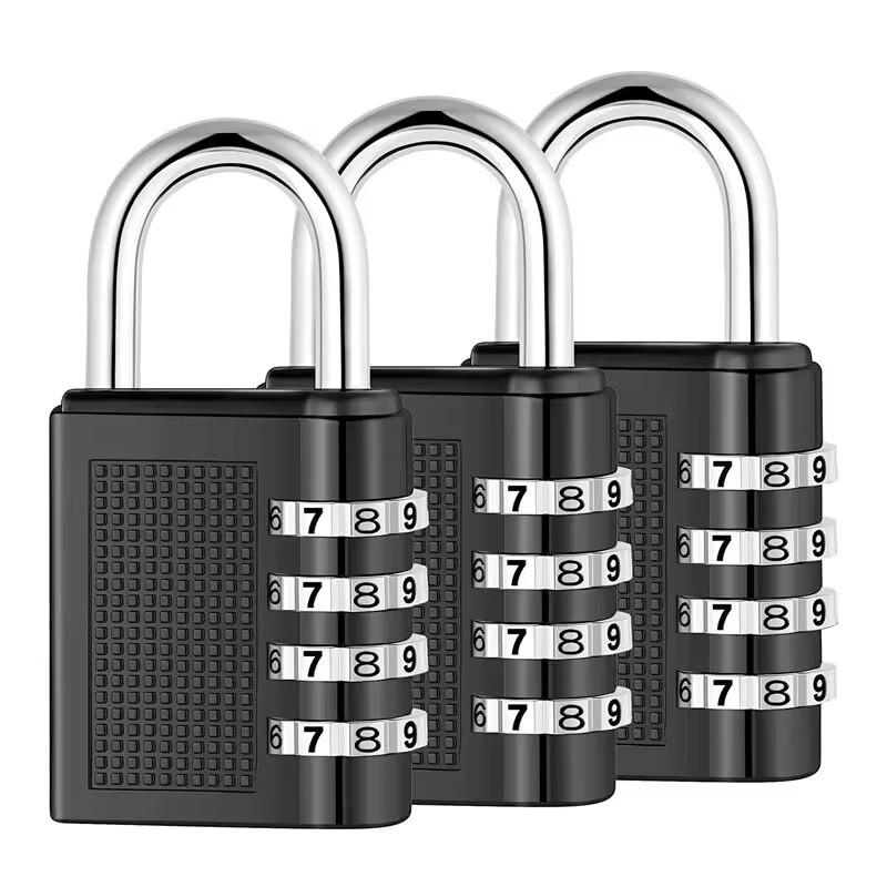 

3pcs Black 4 Digit Zinc Alloy Combination Padlock Anti-theft Weatherproof Security Lock For Luggage Outdoor Gym And Door чёрный