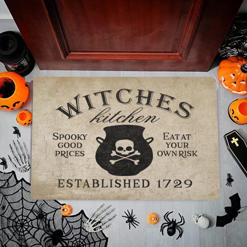 Halloween Witch Print Welcome Doormat Machine Washable Carpet for Living Room Bedroom Kitchen and Laundry Rug Floor Mat