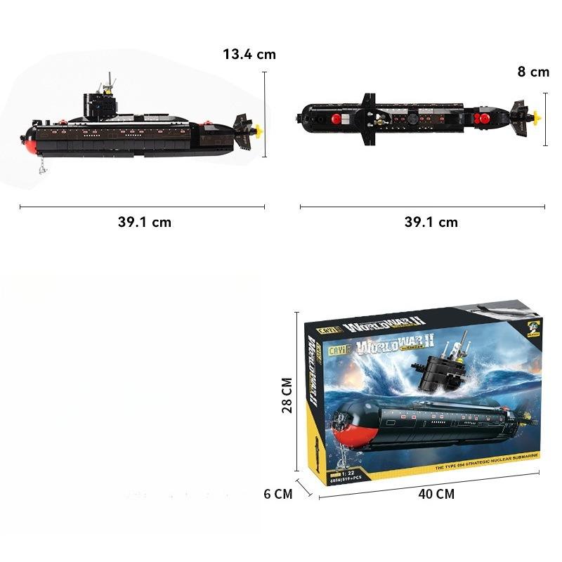 094 Vojenská válečná ponorka Kompatibilní Model z malých stavebních kostek, dětská vzdělávací montážní hračka
