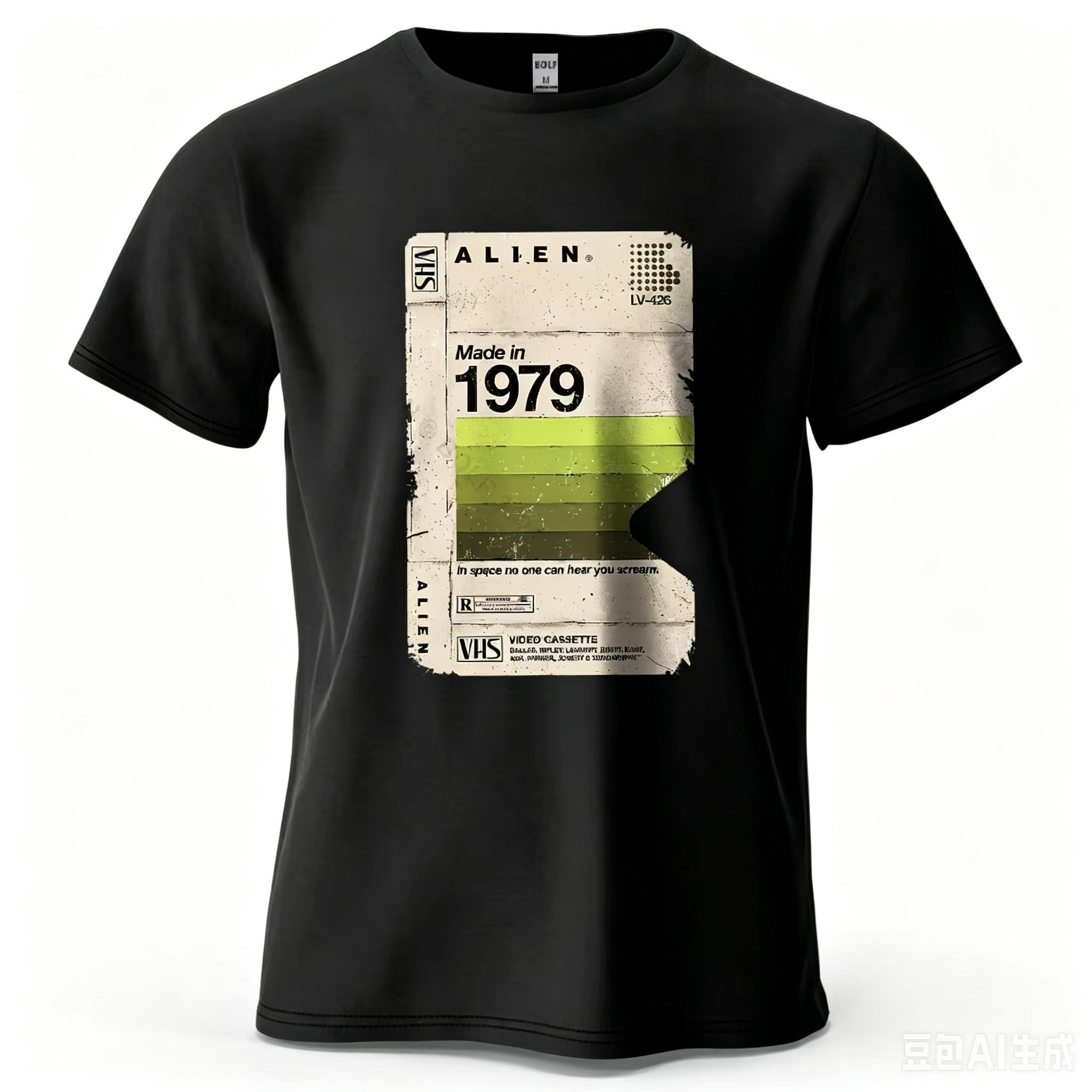 Alien 1979 Tape Printed Unisexs Tshirt Cotton Oversized Vintage Movie Night Graphic Tees For Unisex Tops Tees Streetwear S